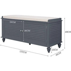 grey hallway storage bench