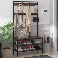 hallway storage bench and coat rack