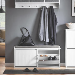 narrow hallway storage bench