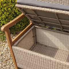 rattan garden storage bench