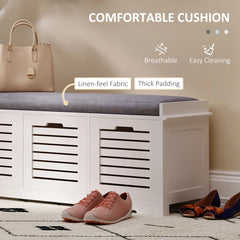 small hallway storage bench with cushion