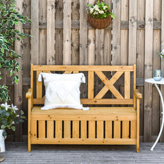 wooden garden storage bench