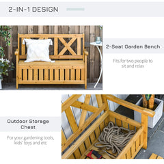 wooden garden storage bench