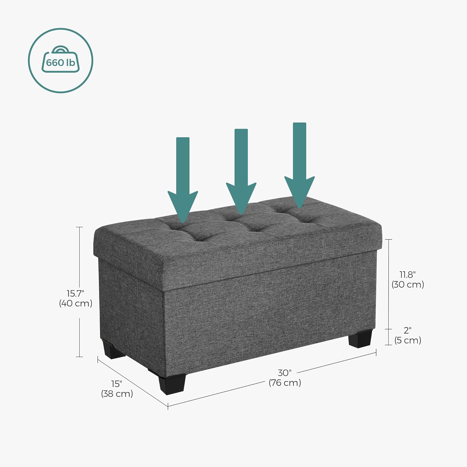 Ottoman Storage Bench – Perfect as a Hallway, End of Bed, or Bedroom Storage Bench