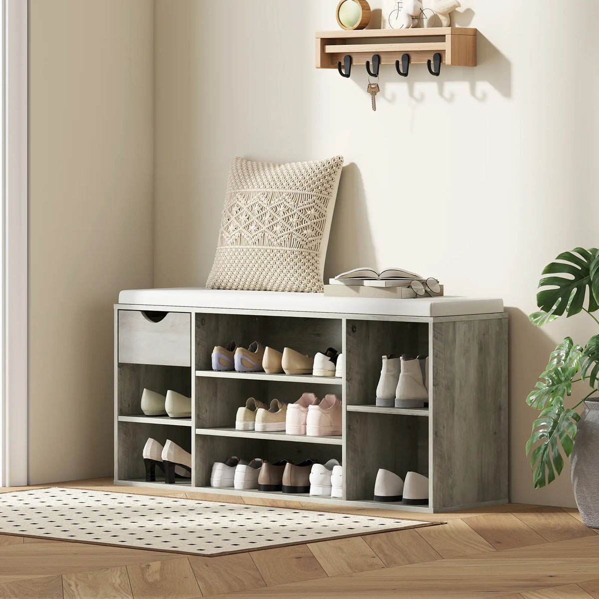 Shoe Storage Bench with Cushion