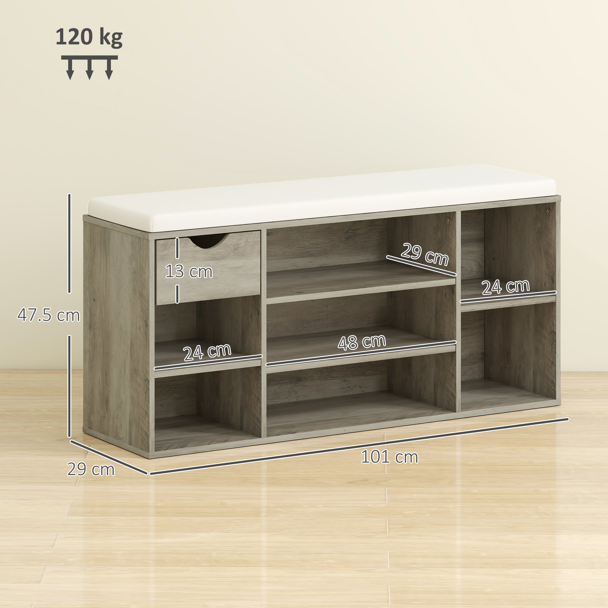 Shoe Storage Bench with Cushion