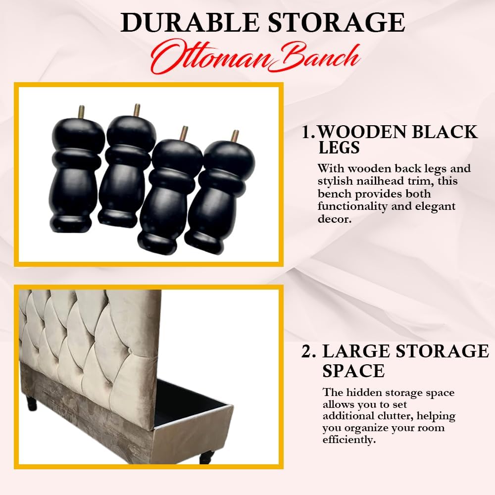 Upholstered Large Ottoman Storage Bench