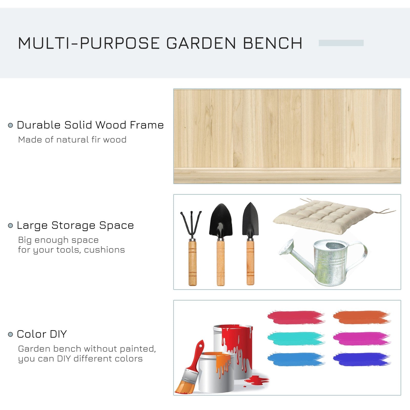 Wooden Garden Storage Bench