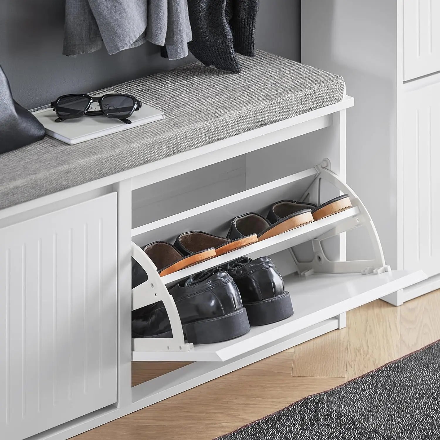 Bench Rack Narrow Narrow Hallway Storage Bench With Cushion (SB1146)