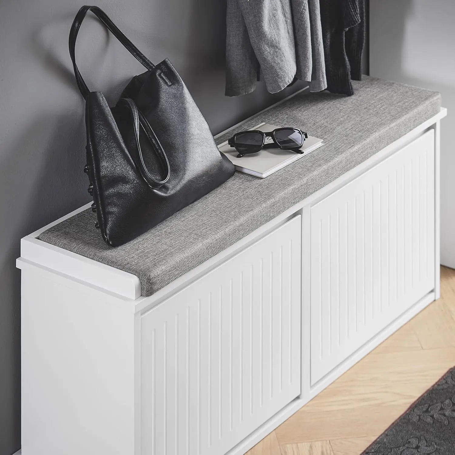 Bench Rack Narrow Narrow Hallway Storage Bench With Cushion (SB1146)