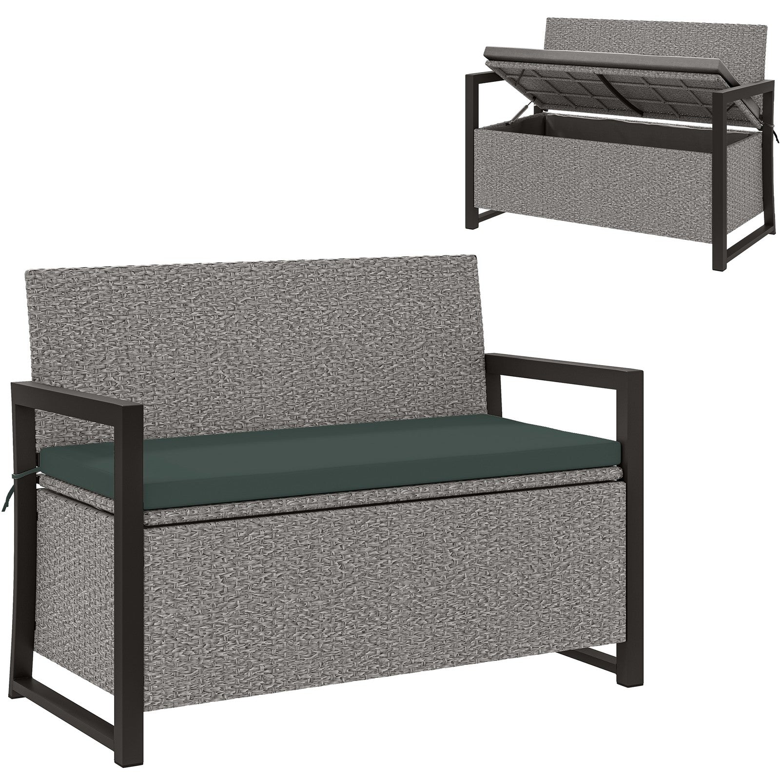 rattan garden storage bench