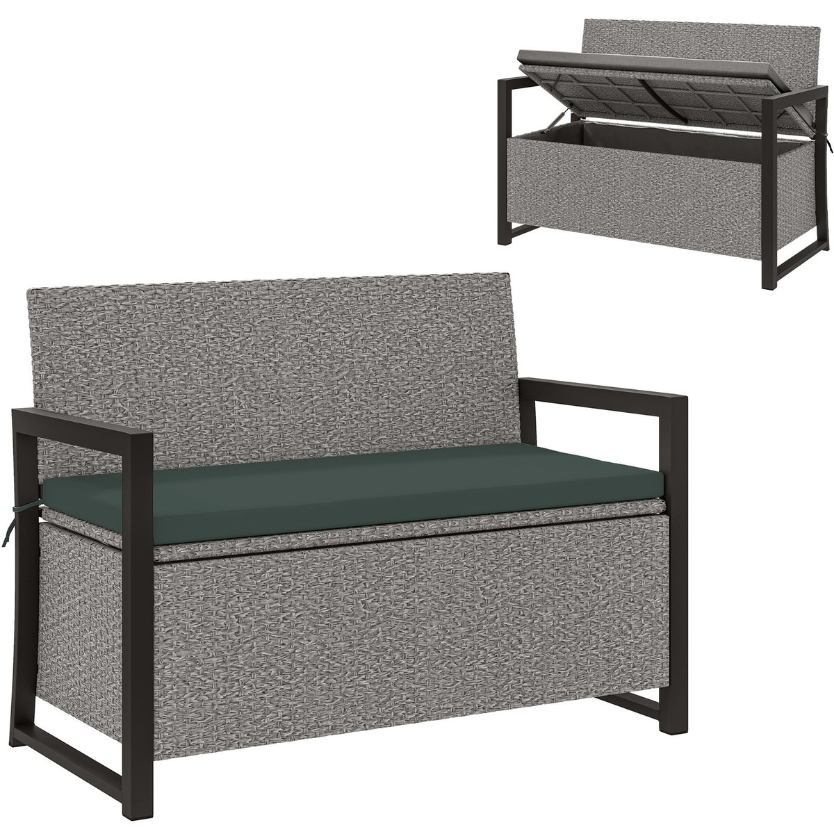 rattan garden storage bench