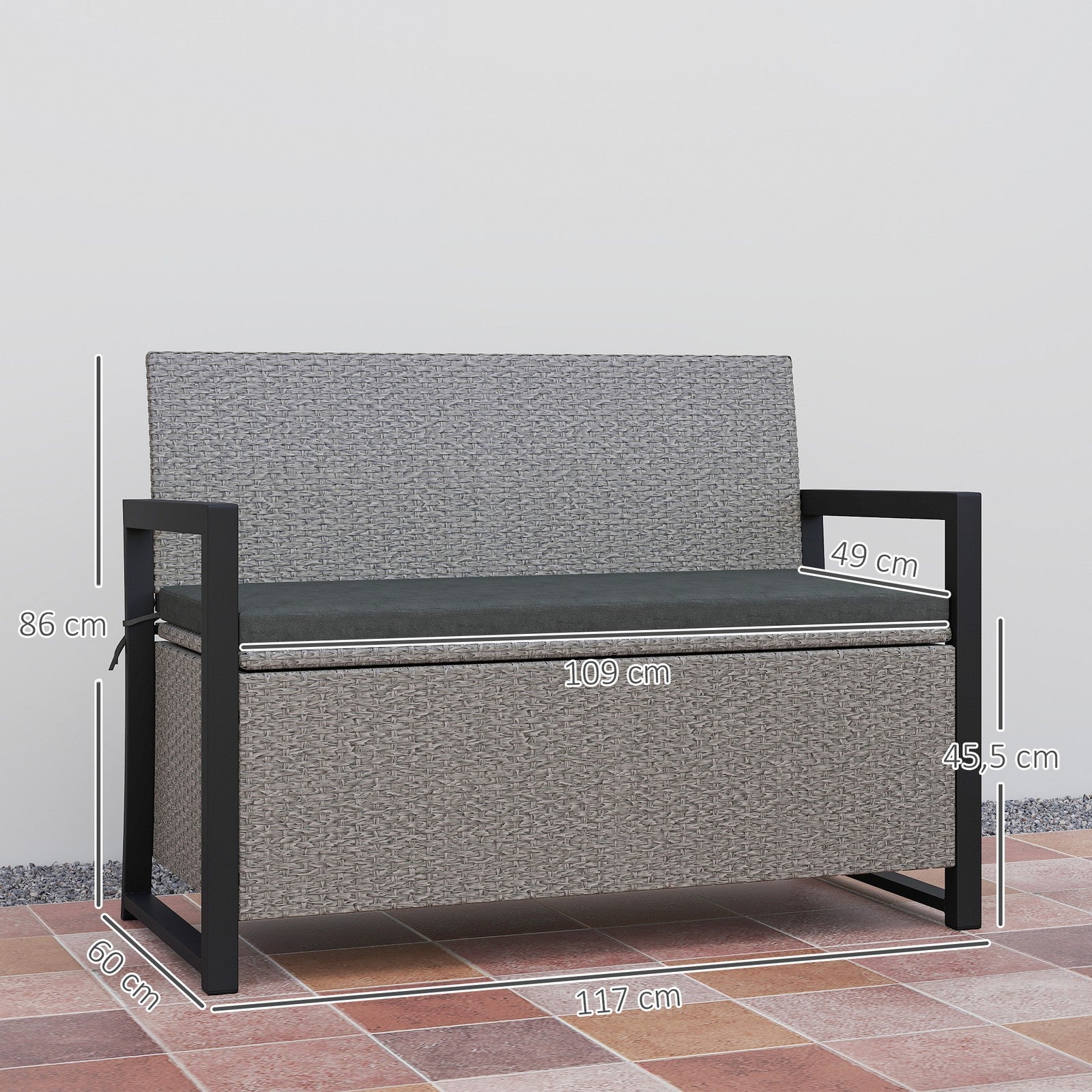 UrbanHide Rattan Garden Storage Bench With Cushion