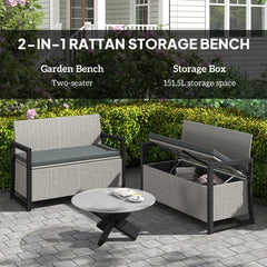 rattan garden storage bench
