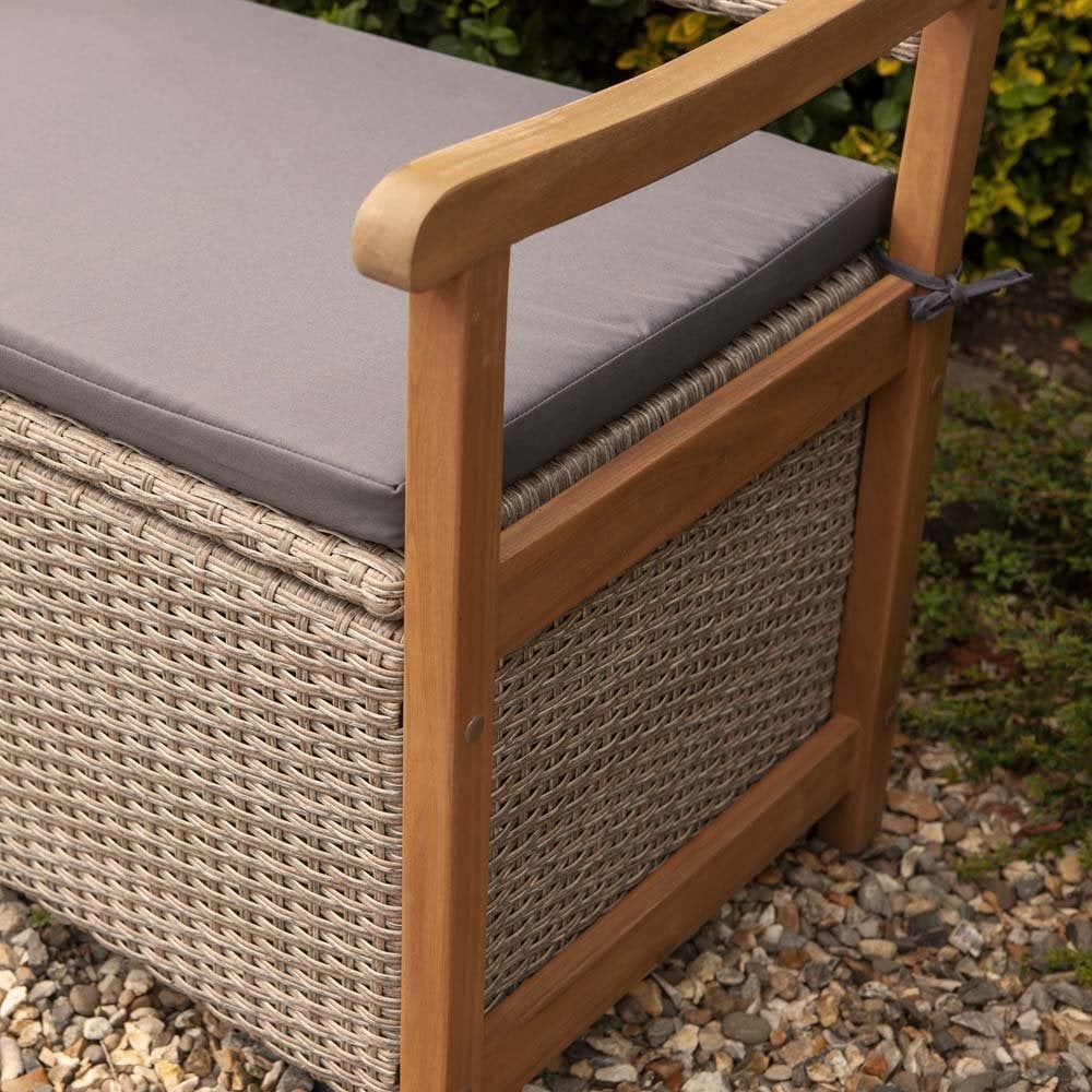 rattan garden storage bench
