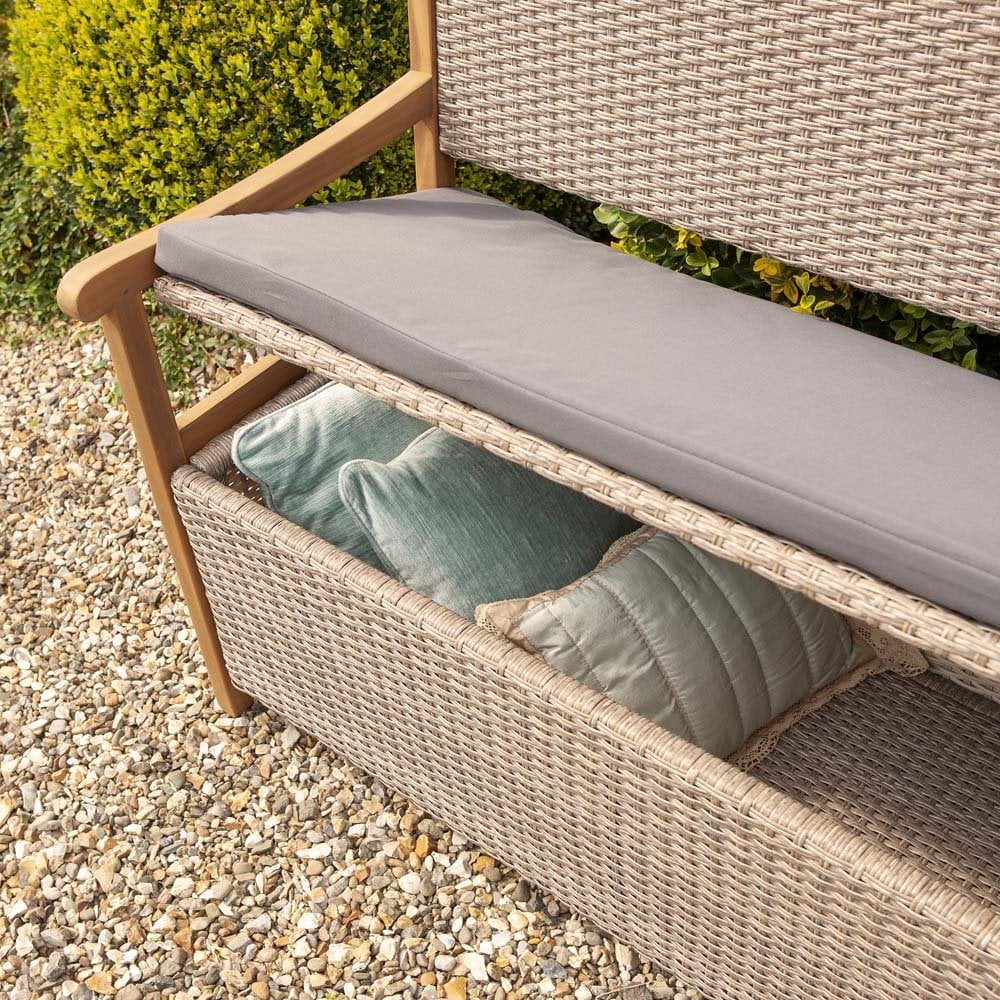 rattan garden storage bench