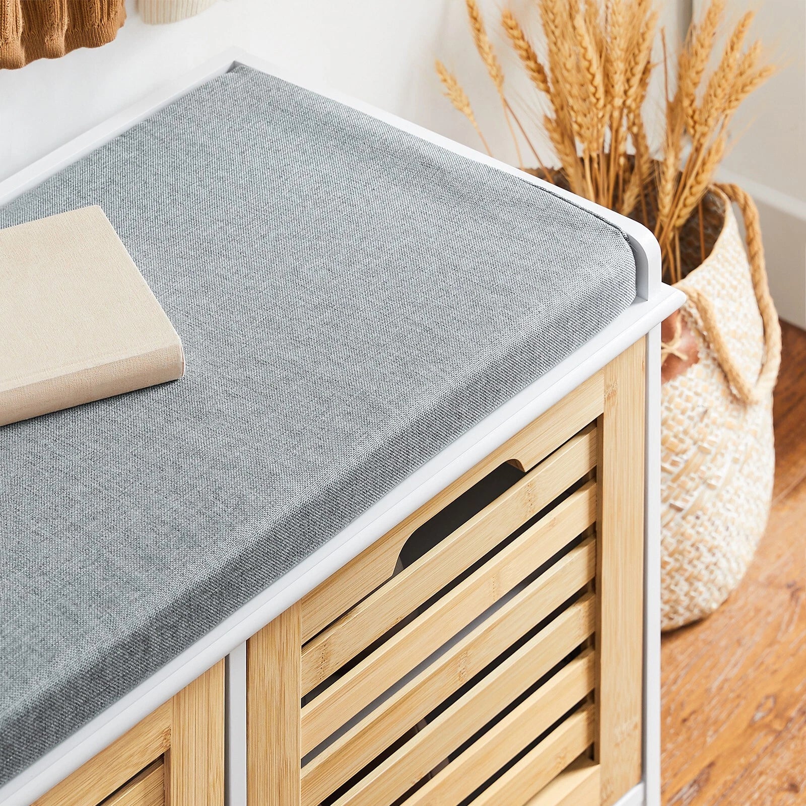 shoe storage bench with cushion