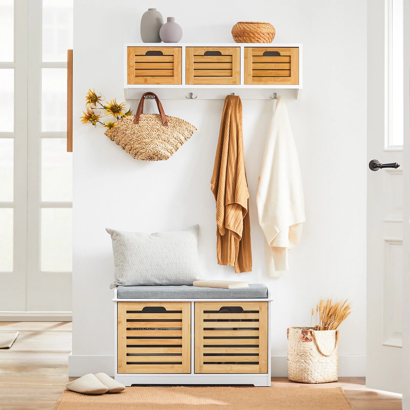 Compact Bench For R Storage BenchNest Compact Shoe Storage Bench with Cushion – Perfect for Hallwa