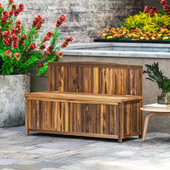 wooden garden storage bench