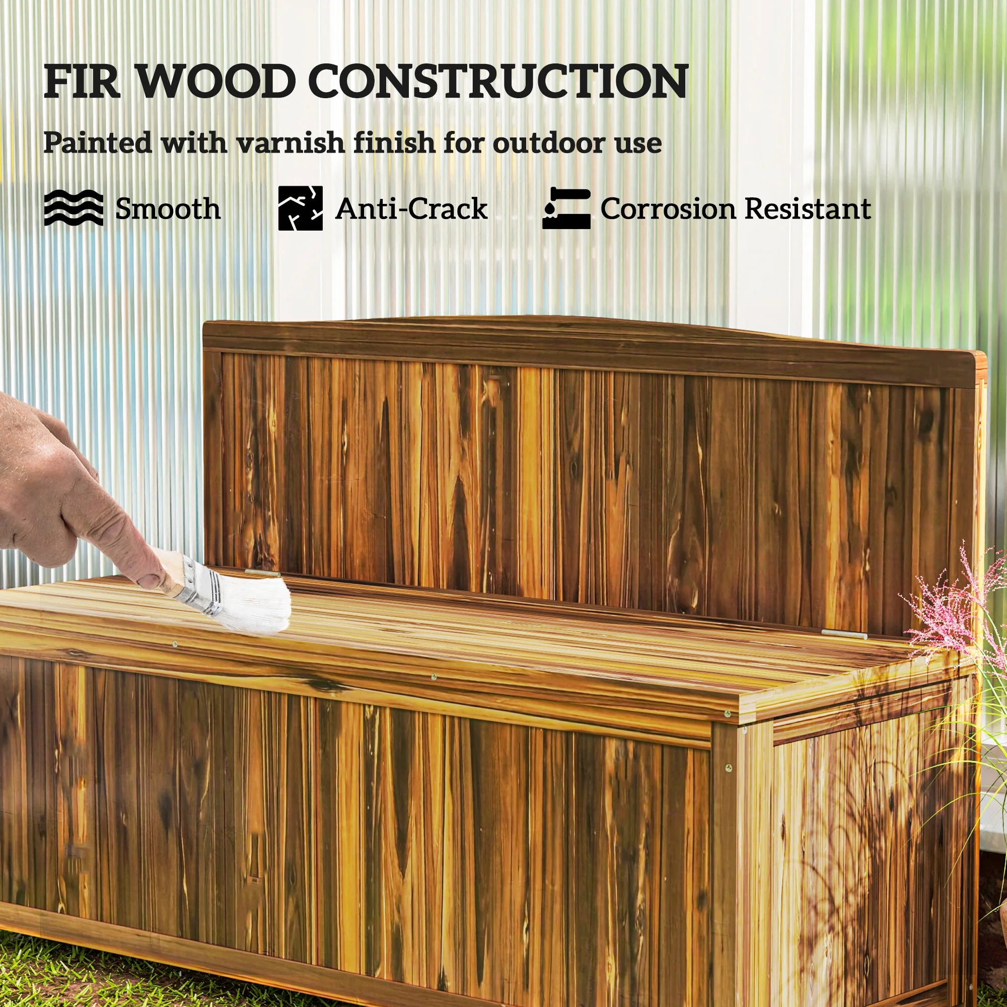 wooden garden storage bench