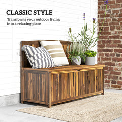 wooden garden storage bench