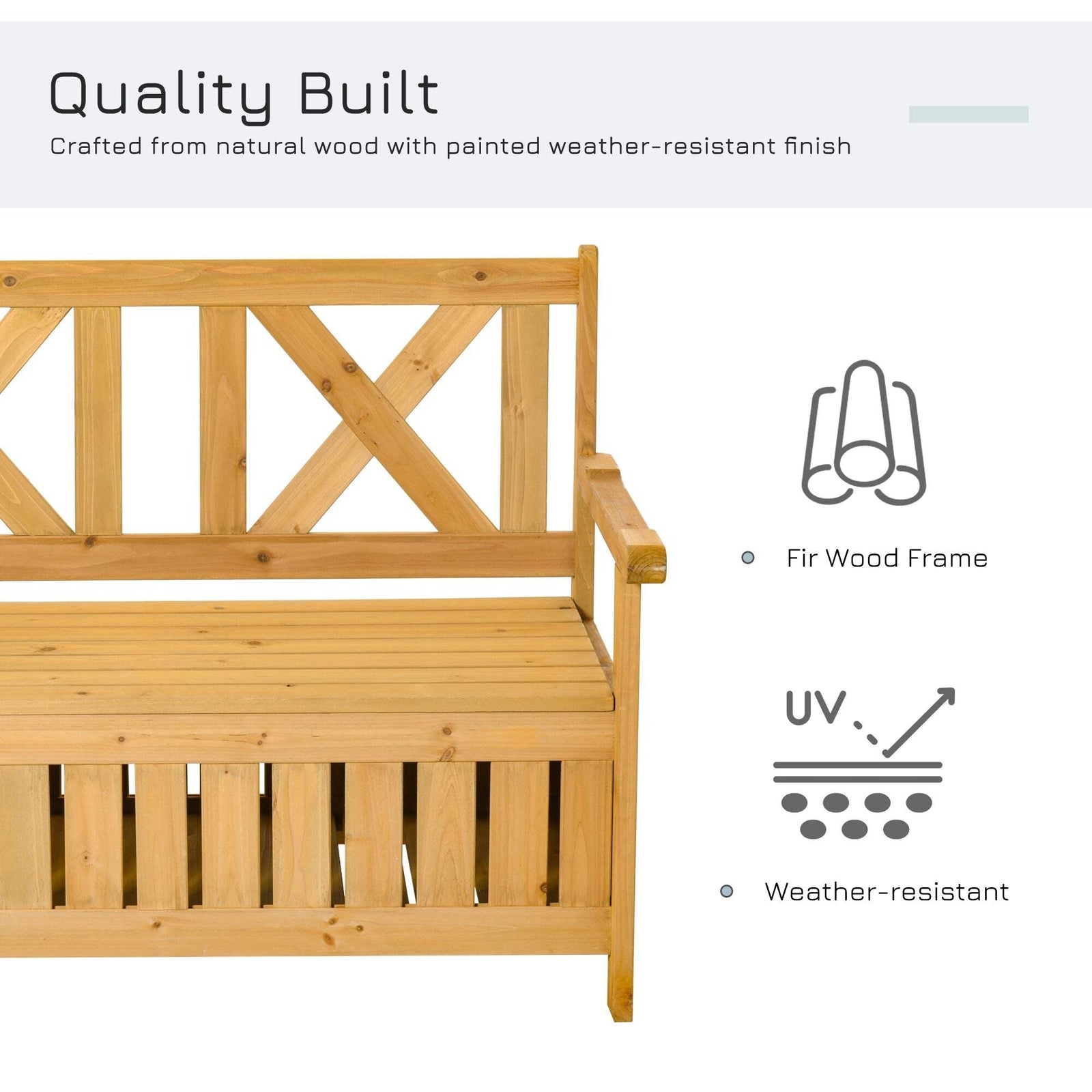 wooden garden storage bench